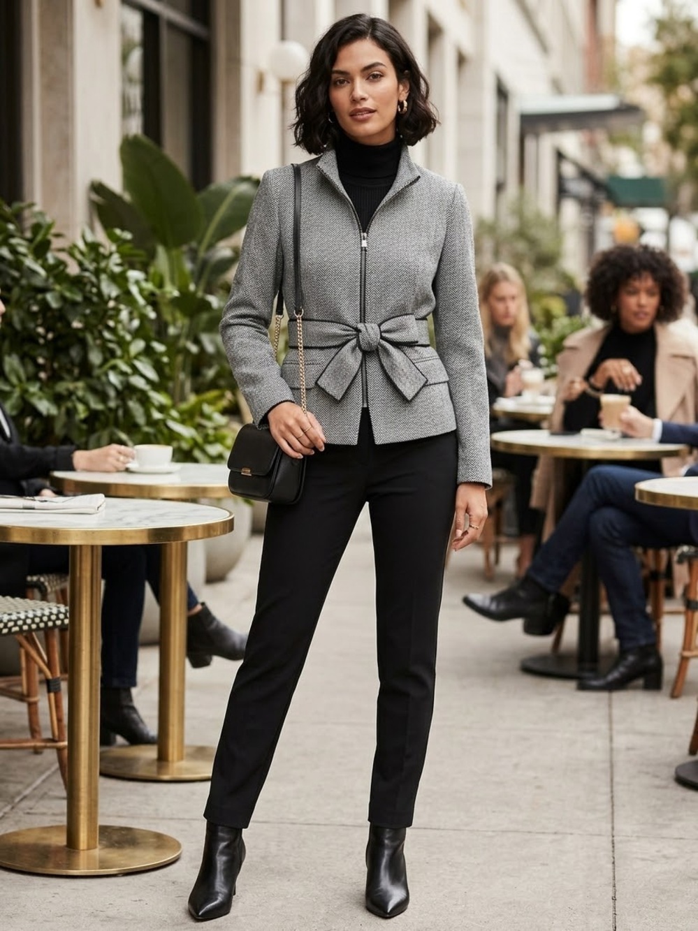 Banana Republic Gray Zip-Peplum Jacket Wool blend